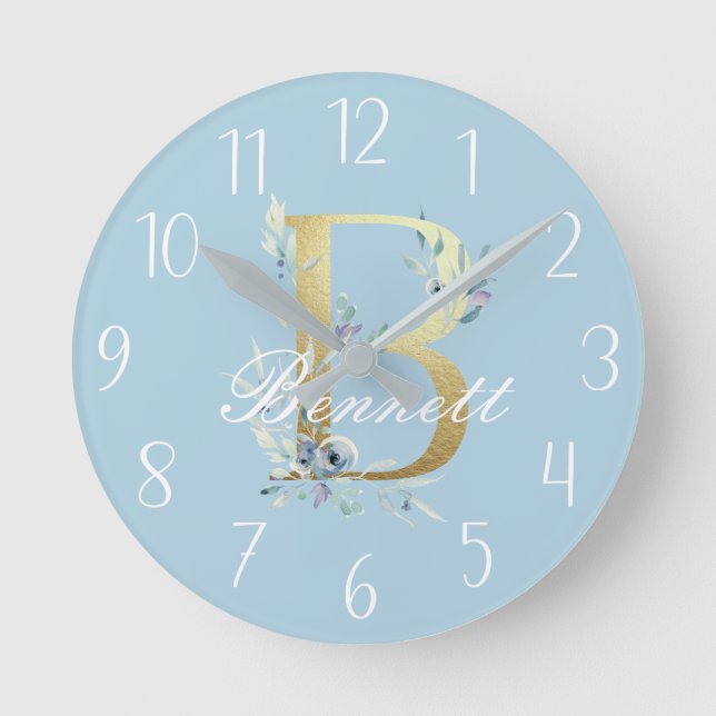 Horloge Ronde Gold Floral Letter "B" (Recto)