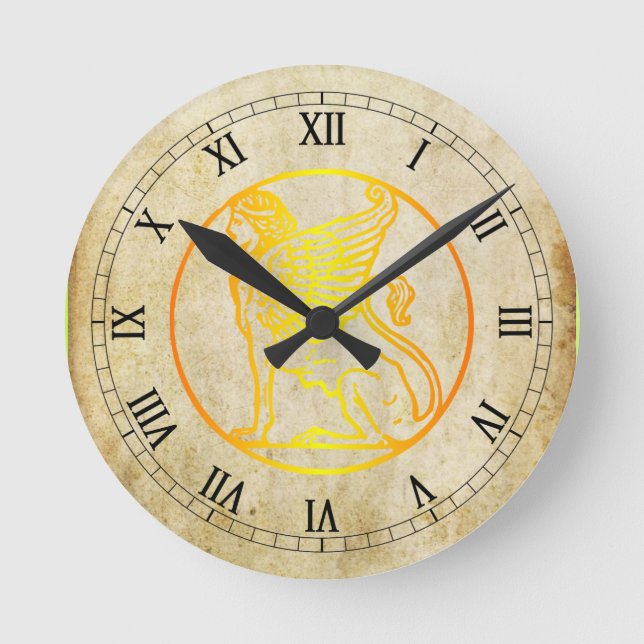 Horloge Ronde Golden Sphinx Wall Clock (Recto)
