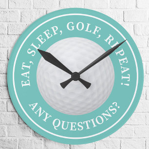 Horloge Ronde Golf Ball Sports Golf Citation Modern Funny Turquo
