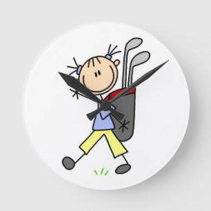 Horloge Ronde Golfeuse avec sac et clubs