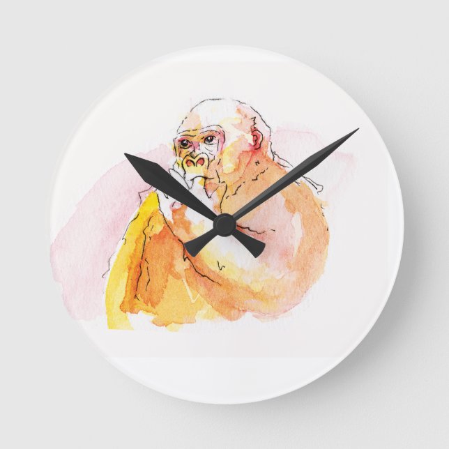 Horloge Ronde Gorilla sucking fingers Clock 指しゃぶりのゴリラ時計 (Recto)