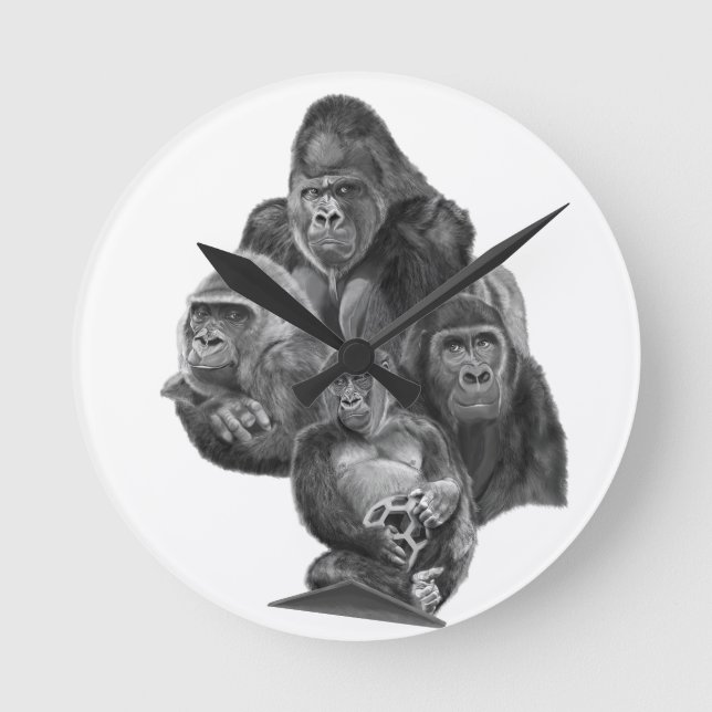 Horloge Ronde GorillaFamily Clock ゴリラ家族の時計　GorillaLife (Recto)