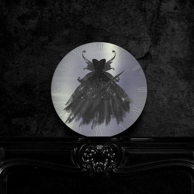 Horloge Ronde Gothique Fairy Black Gown | Vampy Goth Glam Sheen (Créateur téléchargé)