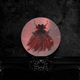Horloge Ronde Gothique Fairy Crimson Gown Fer rouge profond ra