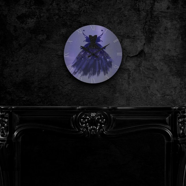 Horloge Ronde Gothique Fairy Indigo Gown | Fleur royale violet p (Créateur téléchargé)