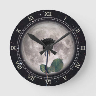 Horloge Ronde gothique, Vintage, victorien, Rose noir, foncé