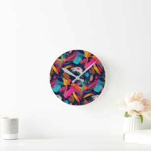 Horloge Ronde Graffiti éclaboussé de chaos vif
