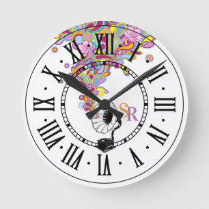 Horloge Ronde Gramophone à musique funky Rétro