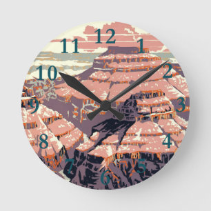 Horloge Ronde Grand Canyon Western Graphic Art American