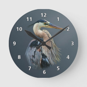 Horloge Ronde Grand héron bleu