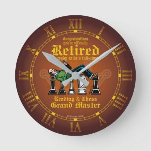 Horloge Ronde Grand maître de lecture et d'échecs