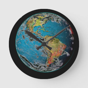 HORLOGE RONDE GRAND MARBRE BLEU -- LA TERRE