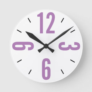 Horloge Ronde Grand nombre moderne violet noir