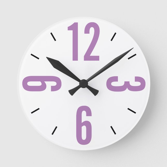 Horloge Ronde Grand nombre moderne violet noir (Recto)