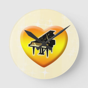Horloge Ronde Grand Piano Heart Clock