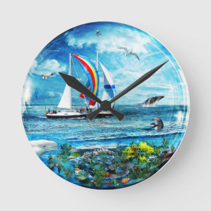 Horloge Ronde Grand terrain de jeu bleu de natures de bulle