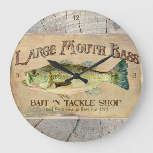 Horloge Ronde Grande bouche Lakeside bas pêchant le bois de