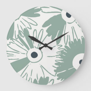 Horloge Ronde Grande Fleur de Marguerite Rétro Puissance Sage Ve