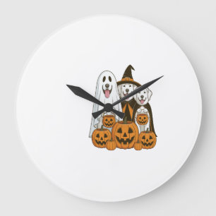 Horloge Ronde Grande Pyrenees Chien Fantôme Sorcière Halloween C
