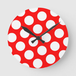 Horloge Ronde Grands Pois rouges et blancs
