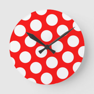 Horloge Ronde Grands Pois rouges et blancs