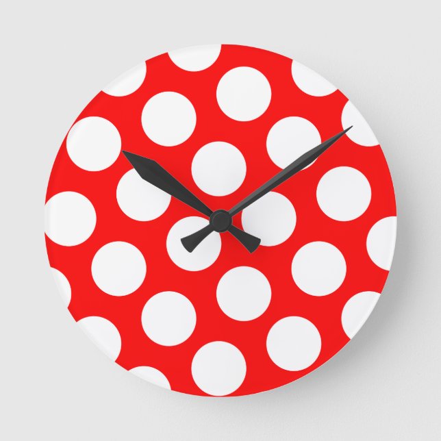 Horloge Ronde Grands Pois rouges et blancs (Recto)