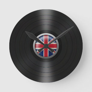 Horloge Ronde Graphique britannique d'album de disque vinyle de