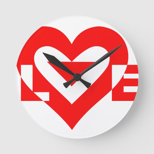 Horloge Ronde Graphique d'amour cool, Rouge (Recto)