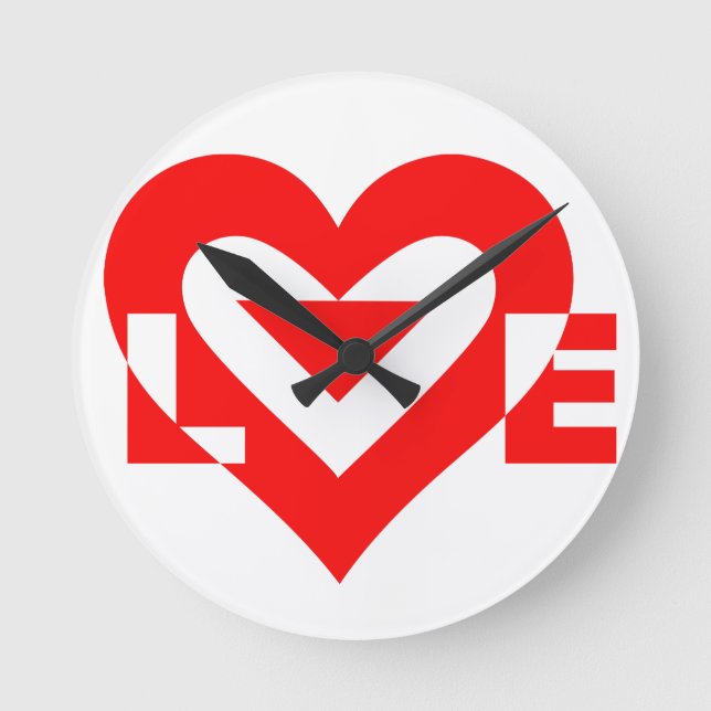 Horloge Ronde Graphique d'amour cool, Rouge (Recto)