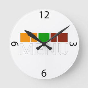 Horloge Ronde Graphique de texte de menu Carrés Colorés
