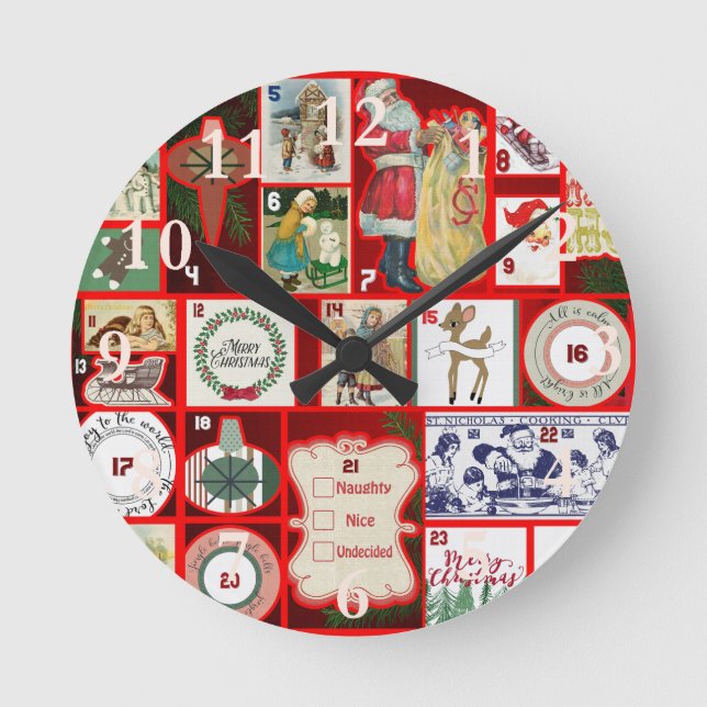 Horloge Ronde Graphique hique hivernal de Noël de l'Avent (Recto)