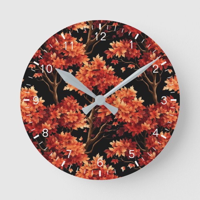 Horloge Ronde Graphique Motif sans couture Red Fall Maple Tree (Recto)