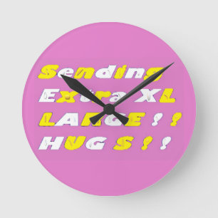 Horloge Ronde Graphiques blancs rose jaune extra-large