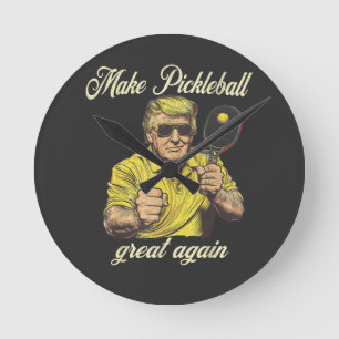 Horloge Ronde Graphiques drôles pour amateurs de Pickleball Pick