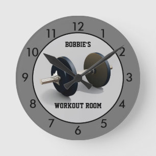 Horloge Ronde Gray Workout Room Fitness Personalized