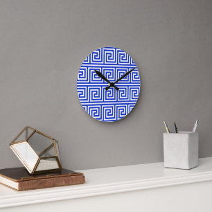 Horloge Ronde Grec Meander Carré Motif