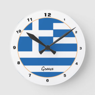 Horloge Ronde Greek Flag & Greece trendy fashion /design