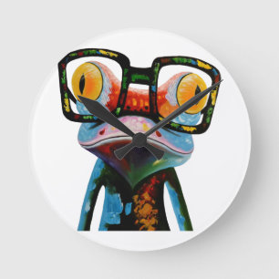 Horloge Ronde Grenouille en verre de hippie