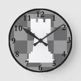 Horloge Ronde Grey chessboard