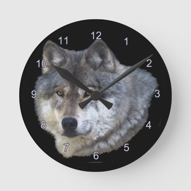 Horloge Ronde Grey Wolf Face Wildlife-Supporter Art Clock (Recto)