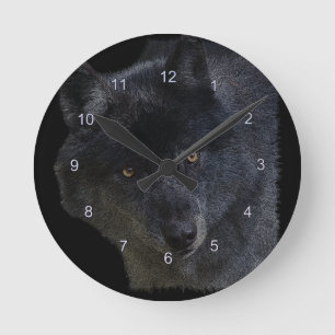 Horloge Ronde Grey Wolf Face Wildlife-Supporter Art Clock
