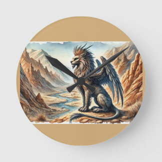 Horloge Ronde Griffons, Dragons et paysages désolés