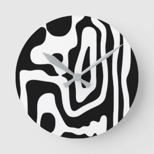Horloge Ronde Grip Vise : Noir et Blanc Abstrait