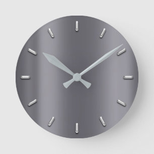 Horloge Ronde Gris argenté minimal métallique de graphite gris