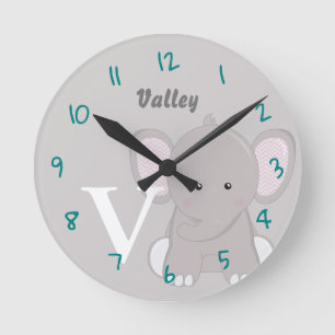 Horloge ronde gris bébé personnalisée
