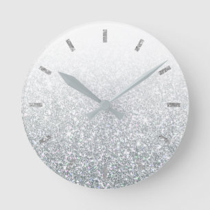 Horloge Ronde Gris blanc bleu blanc scintillant argenté d'Ombre