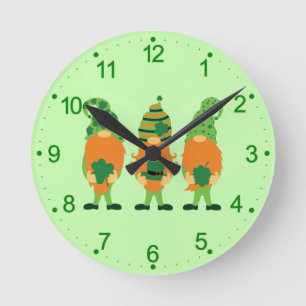 Horloge Ronde Grnomes de la Saint Patrick