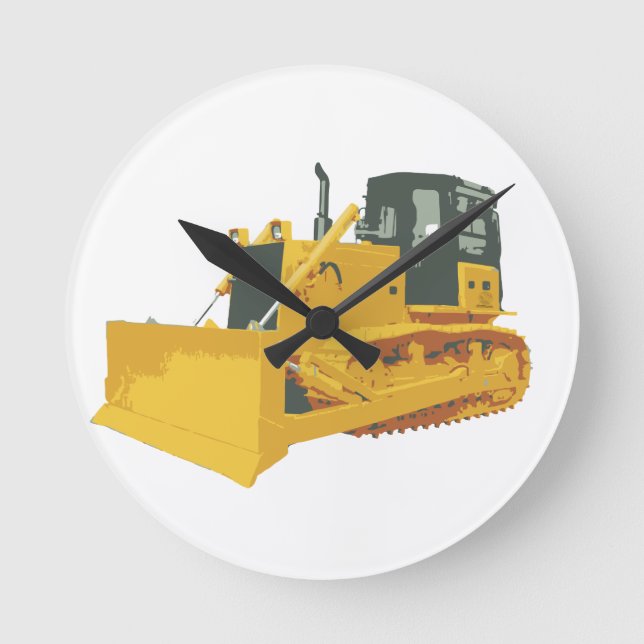 Horloge Ronde Gros bulldozer de construction sur pistes (Recto)