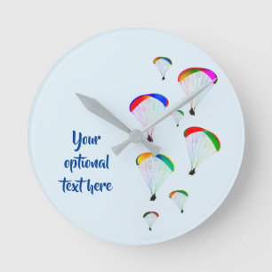 Horloge Ronde Groupe Paraglider avec ailes arc-en-ciel - Votre t