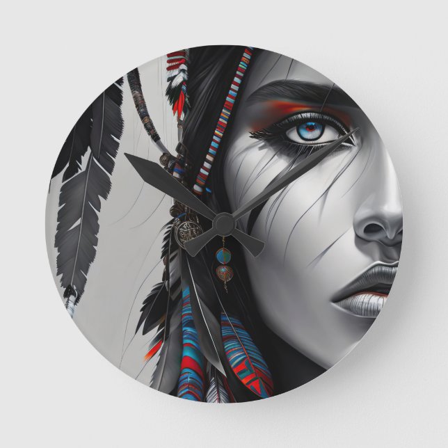 Horloge Ronde Guerrier tribal (Recto)